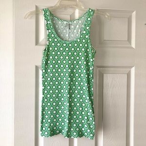 Old Navy size medium ribbed tank top with green geometric pattern
